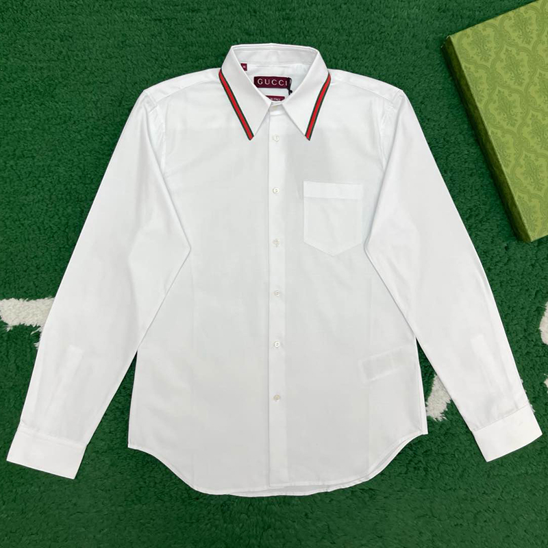 구찌 웹디테일 옥스포드 코튼 셔츠