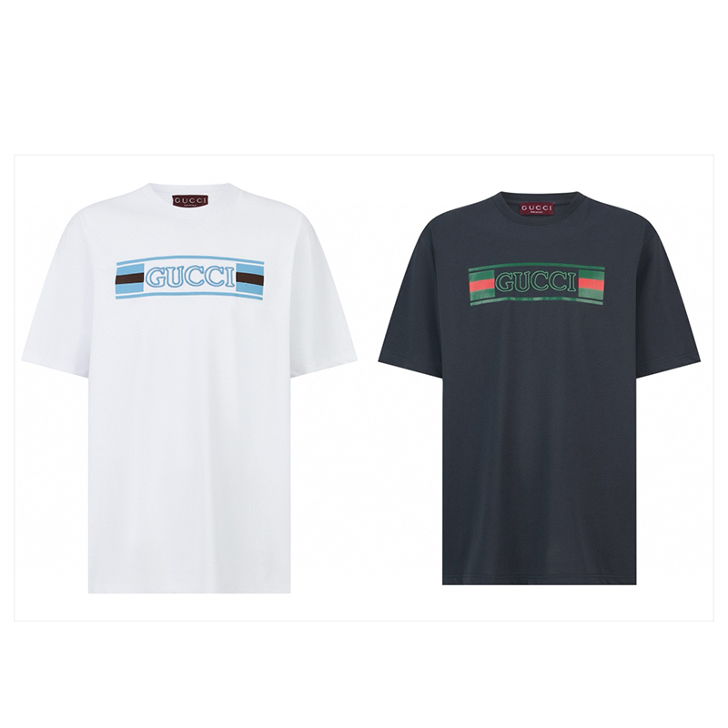 구찌 웹배너 프린트 코튼 저지 티셔츠