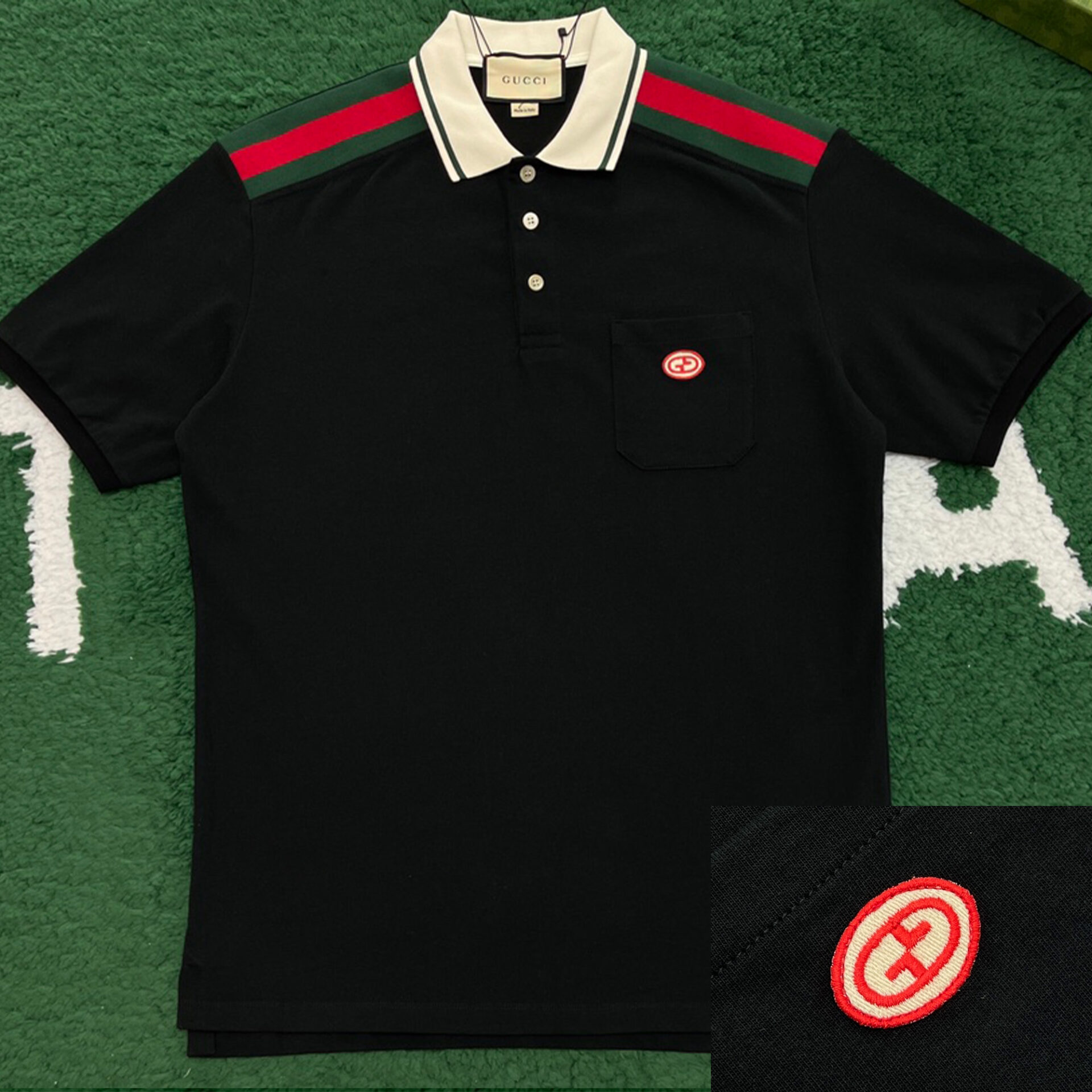 구찌 인터로킹 GG 와펜 폴로 반팔 티셔츠 “2COLOR”