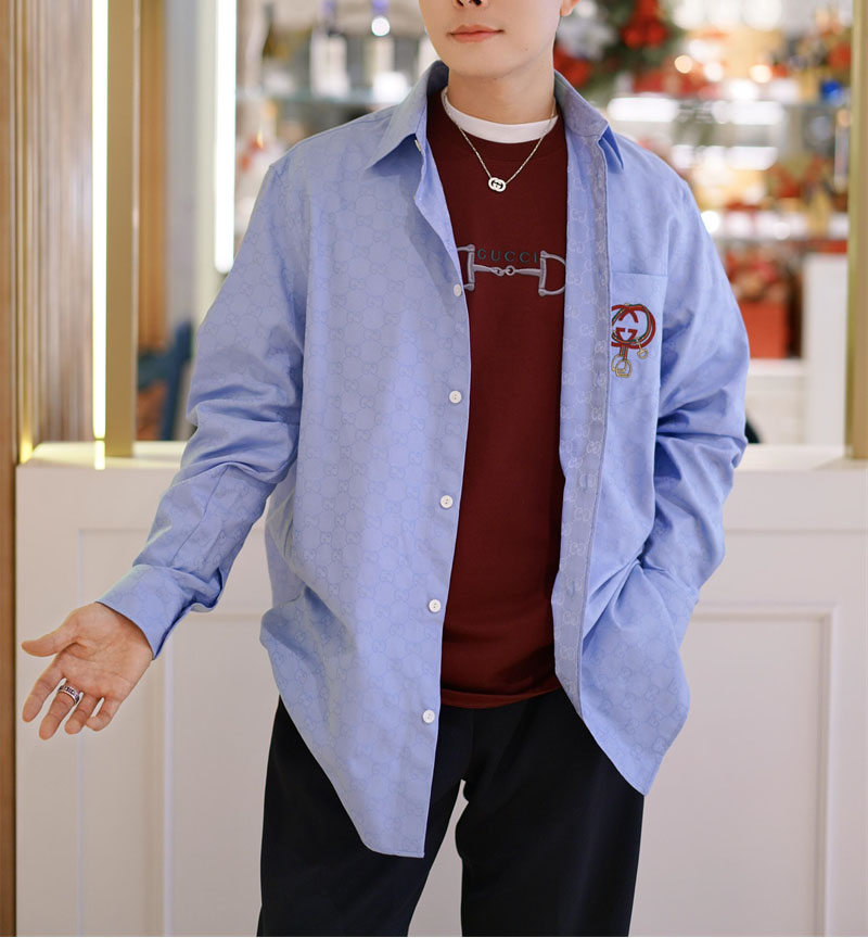 구찌 구찌 인터로킹 G 옥스포드 GG 코튼 셔츠 레플리카 6번 이미지 - 의류 | 세미샵 레플리카 사이트