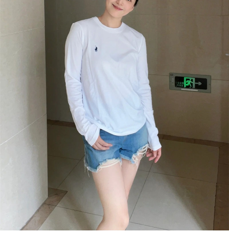 폴로 랄프로렌 코튼 저지 롱 슬리브 티셔츠 （세븐） - 상세 이미지