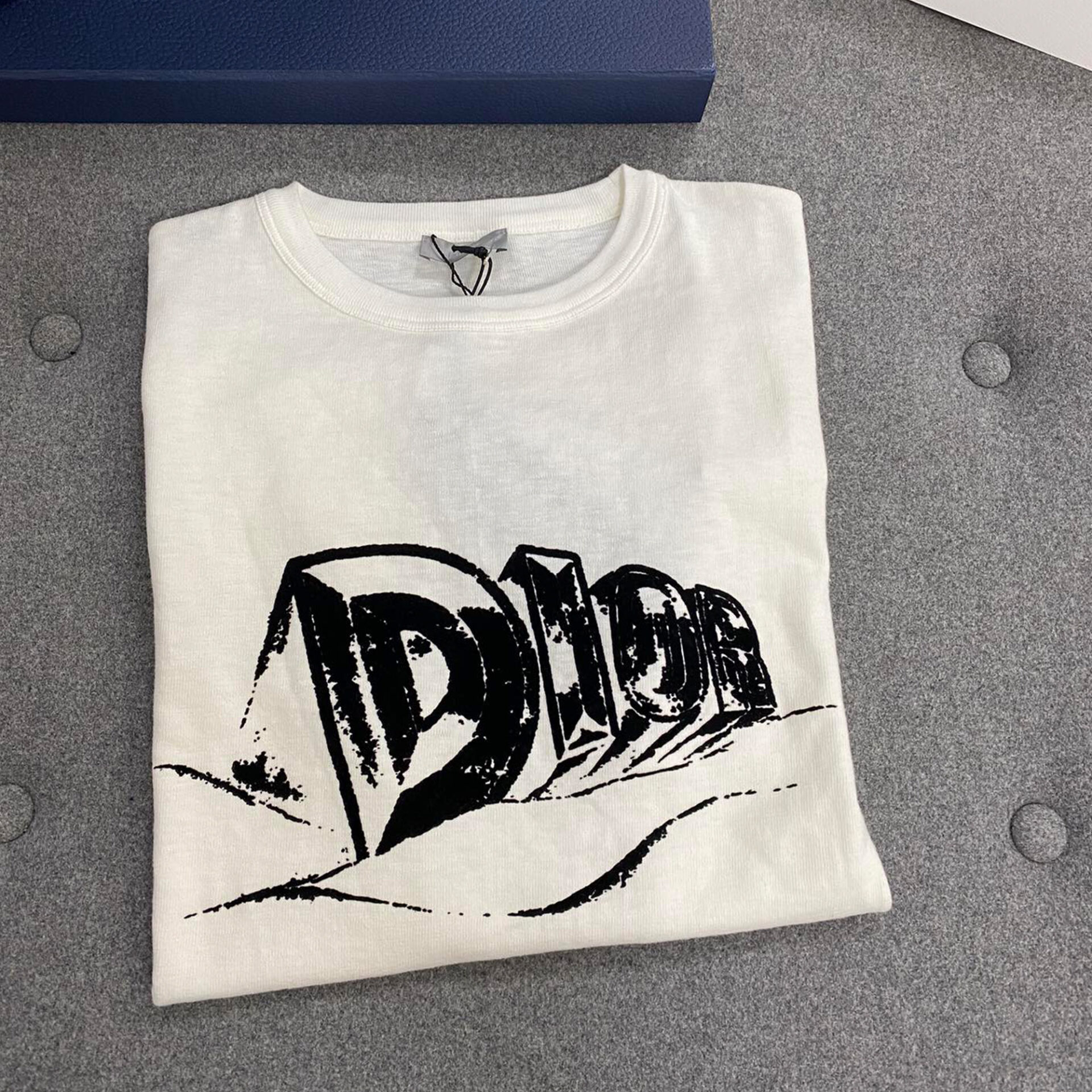 디올 23FW 화이트 플록 아스트로 반팔 티셔츠 화이트