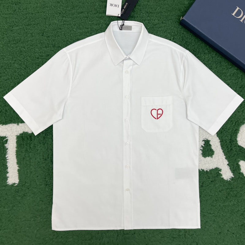 디올 CD 하트 자수 반팔 셔츠