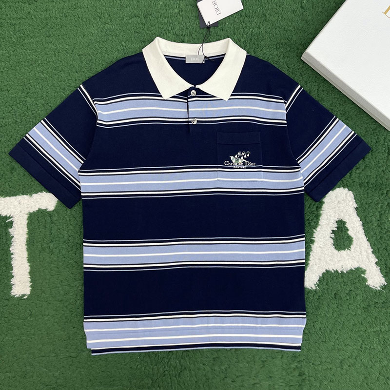 디올 Couture 꾸뛰르 스트라이프 은방울꽃 폴로 셔츠