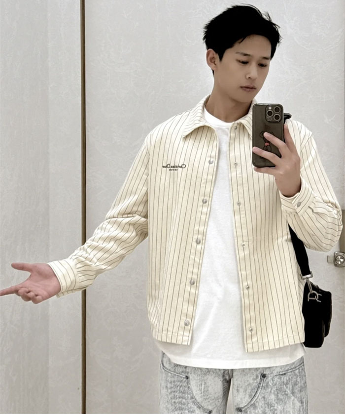 디올 Couture 꾸뛰르 핀스트라이프 오버셔츠（TJ공장） - 상세 이미지