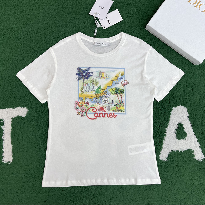 디올 Souvenir 코튼 반팔 티셔츠