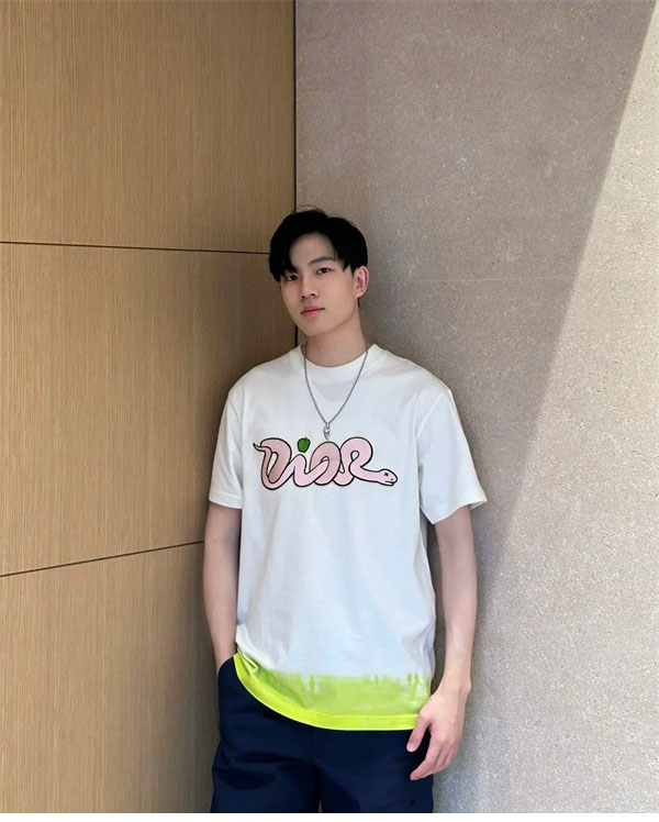 디올 x KAWS 하우스 시그니처 스네이크 콘트라스트 티셔츠（세븐） - 상세 이미지