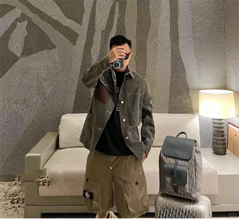 디올 x 스톤아일랜드 재킷 블랙 코튼 캔버스 - 상세 이미지