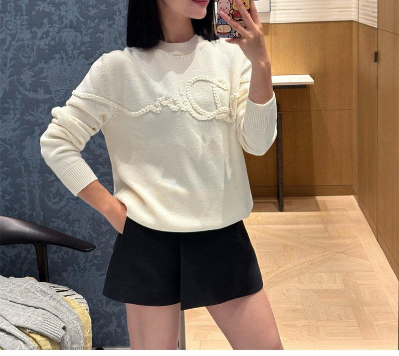 디올 리본 저지 울 스웨터（세븐）