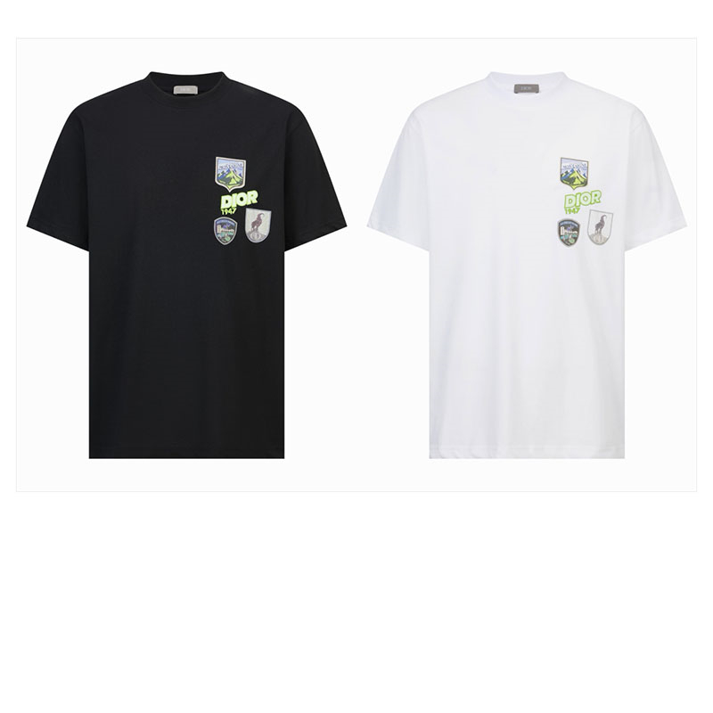 디올 디올 마운틴 1947 자수 패치 코튼 저지 티셔츠 레플리카 1번 이미지 - 의류 | 세미샵 레플리카 사이트
