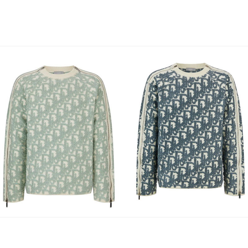 D I O R 디올 오블리크 버진 울 코튼 블렌드 슬리브 지퍼 자카드 스웨터 레플리카 1번 이미지 - 의류 | 세미샵 레플리카 사이트