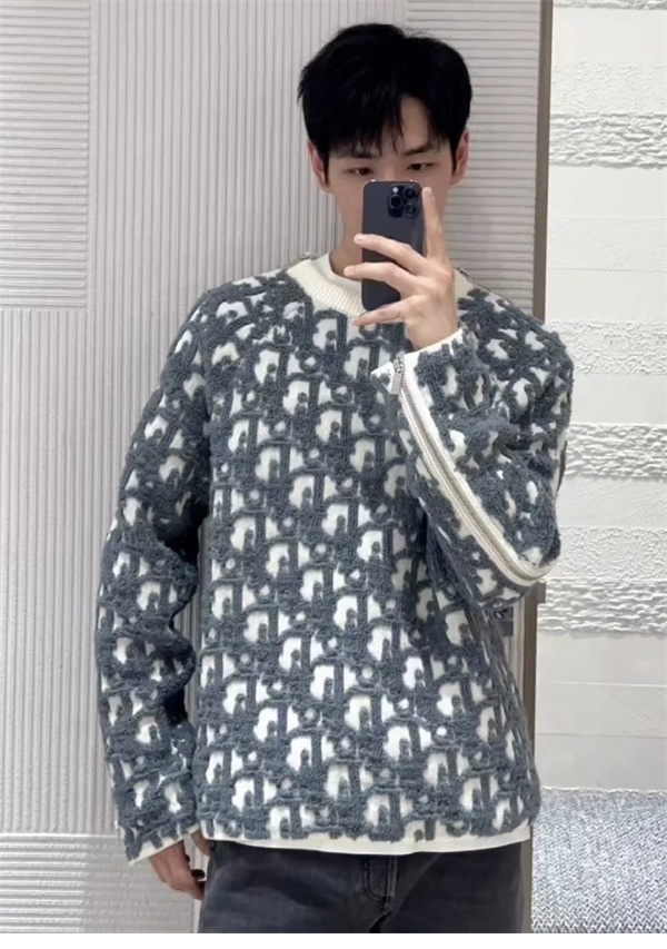 D I O R 디올 오블리크 스웨터 버진 울 코튼 블렌드 스웨터 레플리카 4번 이미지 - 의류 | 세미샵 레플리카 사이트