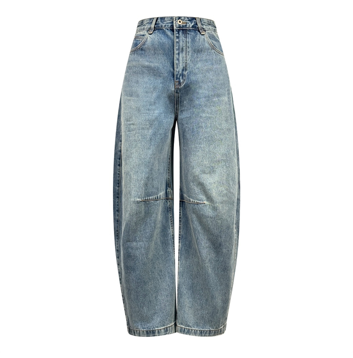 Loewe 로에베 아나그램 베럴 레그 워시드 와이드 데님 진 레플리카 6번 이미지 - 의류 | 세미샵 레플리카 사이트