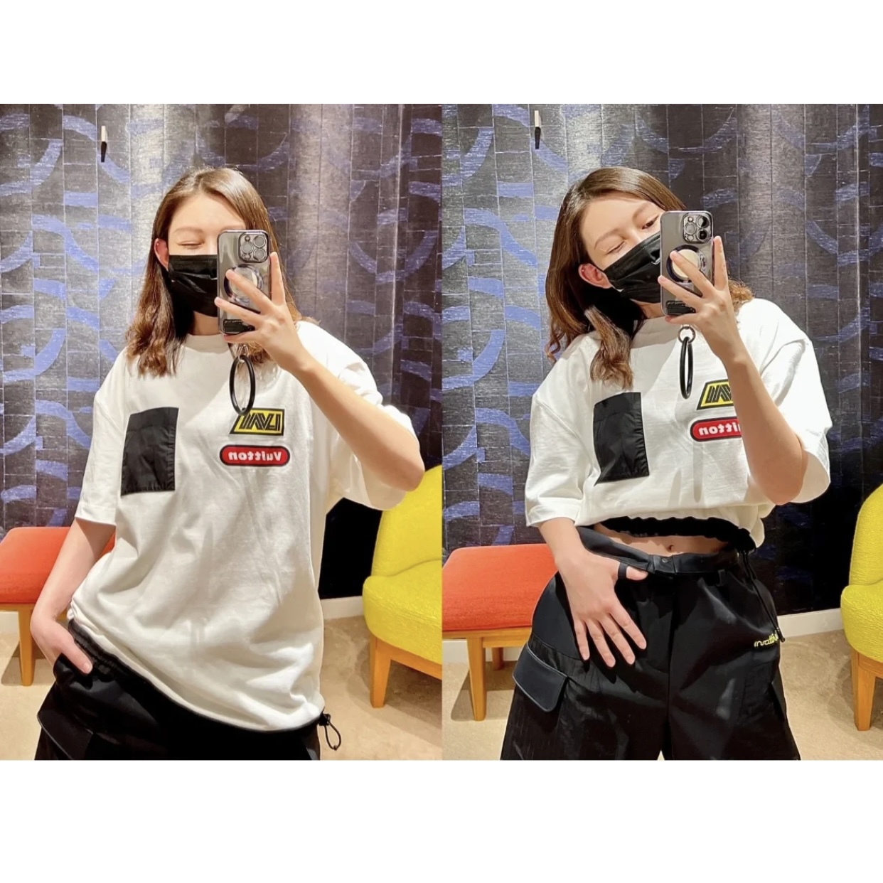 루이비통 23SS 하이브리드 코튼 반팔 티셔츠 화이트 - 상세 이미지