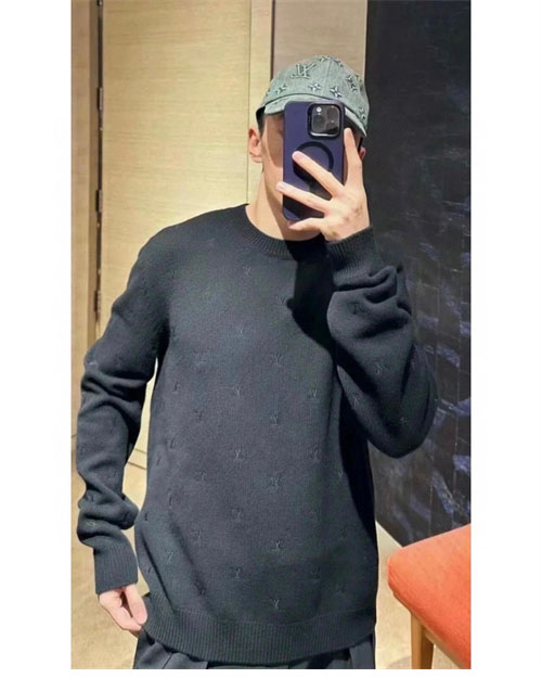 루이비통 24SS LV 모노그램 울 니트 블랙 - 상세 이미지