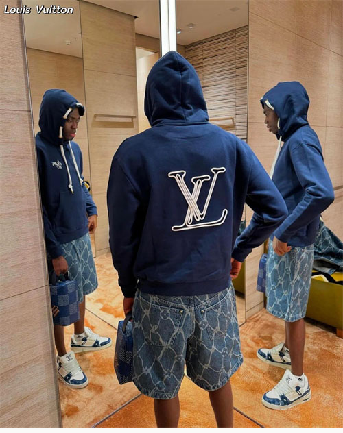 루이비통 그래픽 LV 노티컬 로프 시그니처 코튼 저지 후드 - 상세 이미지