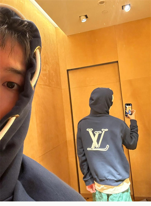 루이비통 그래픽 LV 노티컬 로프 시그니처 코튼 저지 후드 - 상세 이미지