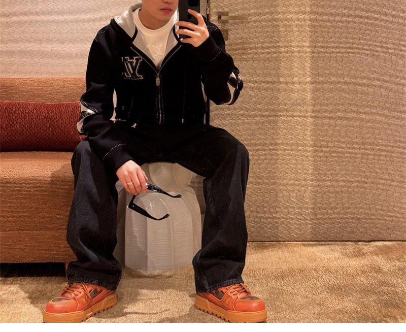 루이비통 그래픽 인따르시아 지퍼 코튼 후디