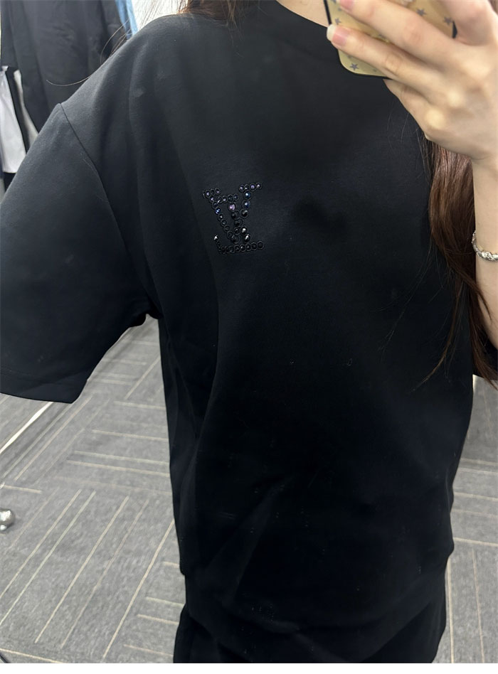루이비통 라인스톤 LV 저지 반팔 티셔츠（세븐） - 상세 이미지
