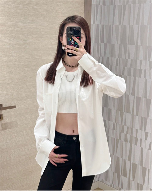 루이비통 엠브로이더드 롱 슬리브드 코튼 셔츠 1AFJVF - 상세 이미지