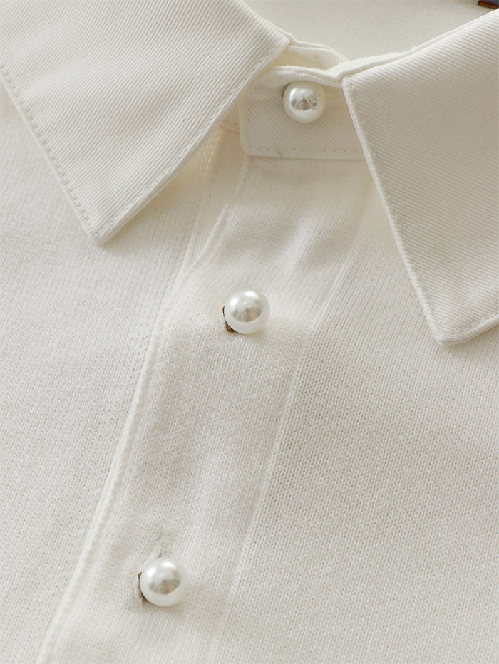 루이비통 엠브로이더드 쇼트 슬리브드 코튼 블렌드 폴로 셔츠（세븐） - 상세 이미지