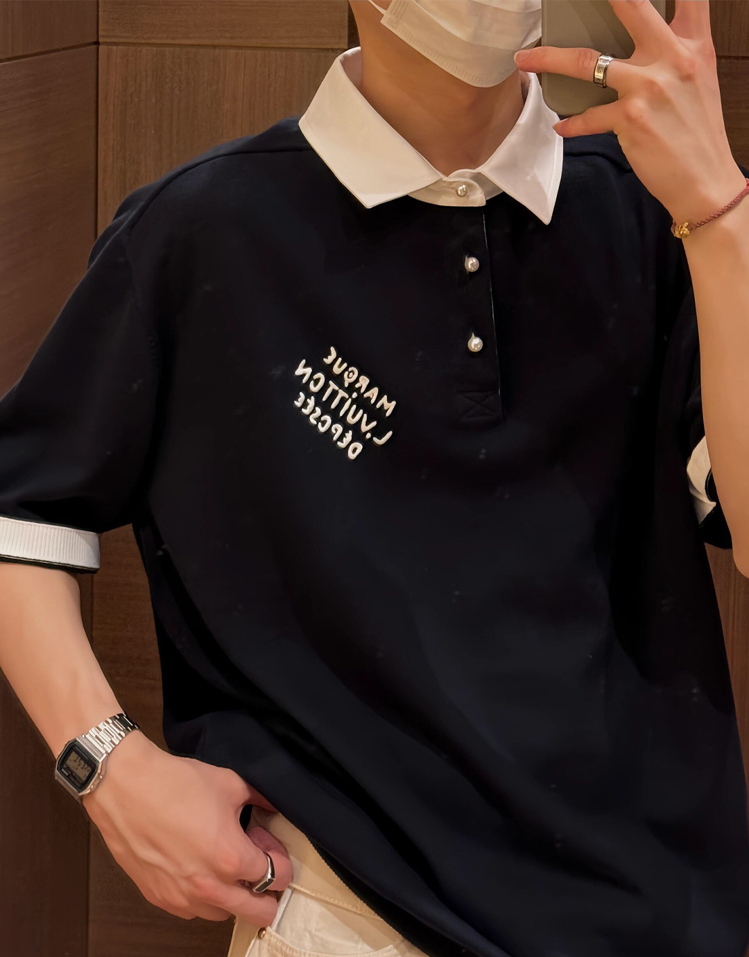 Louis Vuitton 루이비통 엠브로이더드 코튼 블렌드 폴로 반팔 티셔츠 “2COLOR” 레플리카 2번 이미지 - 의류 | 세미샵 레플리카 사이트