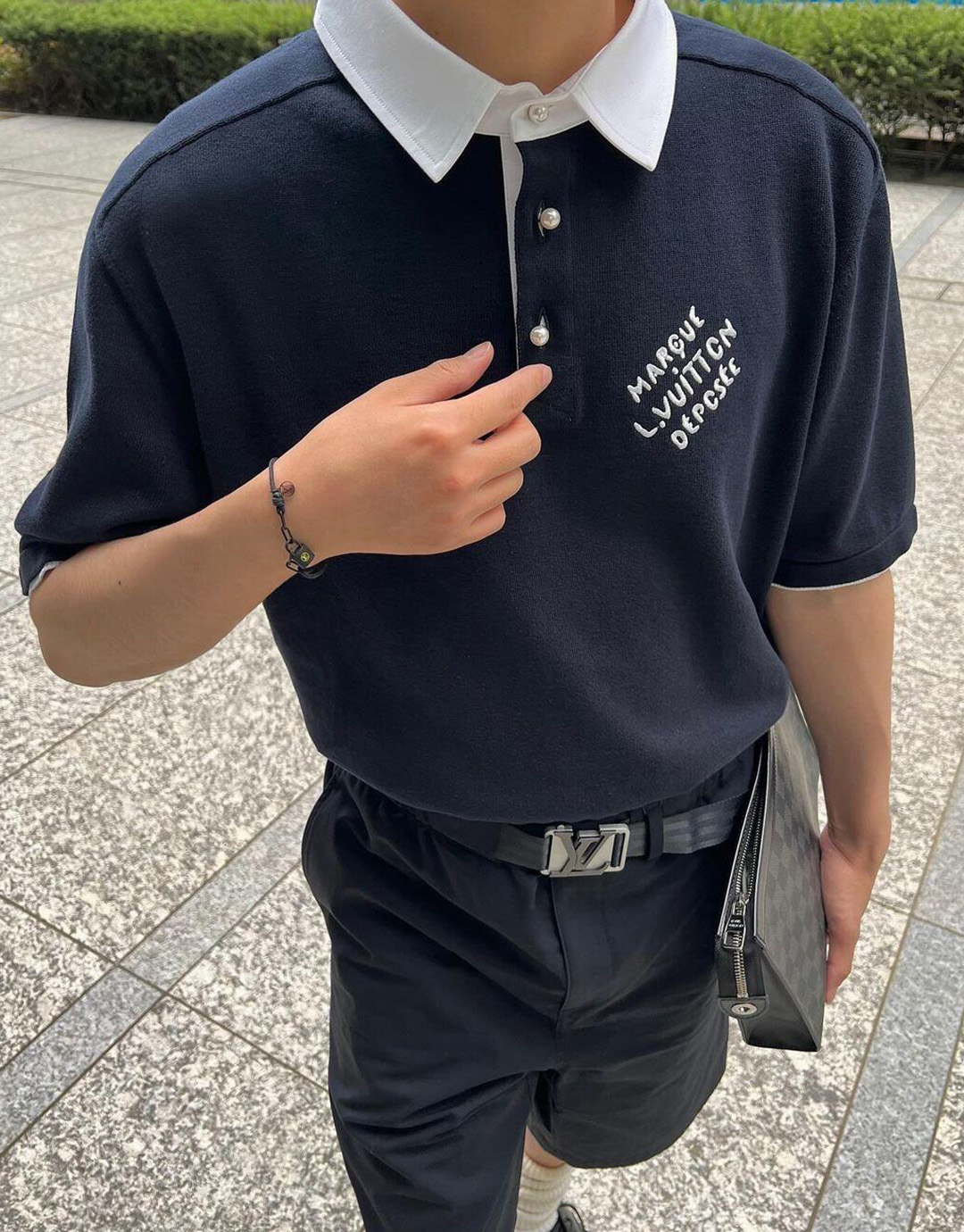 Louis Vuitton 루이비통 엠브로이더드 코튼 블렌드 폴로 반팔 티셔츠 “2COLOR” 레플리카 4번 이미지 - 의류 | 세미샵 레플리카 사이트