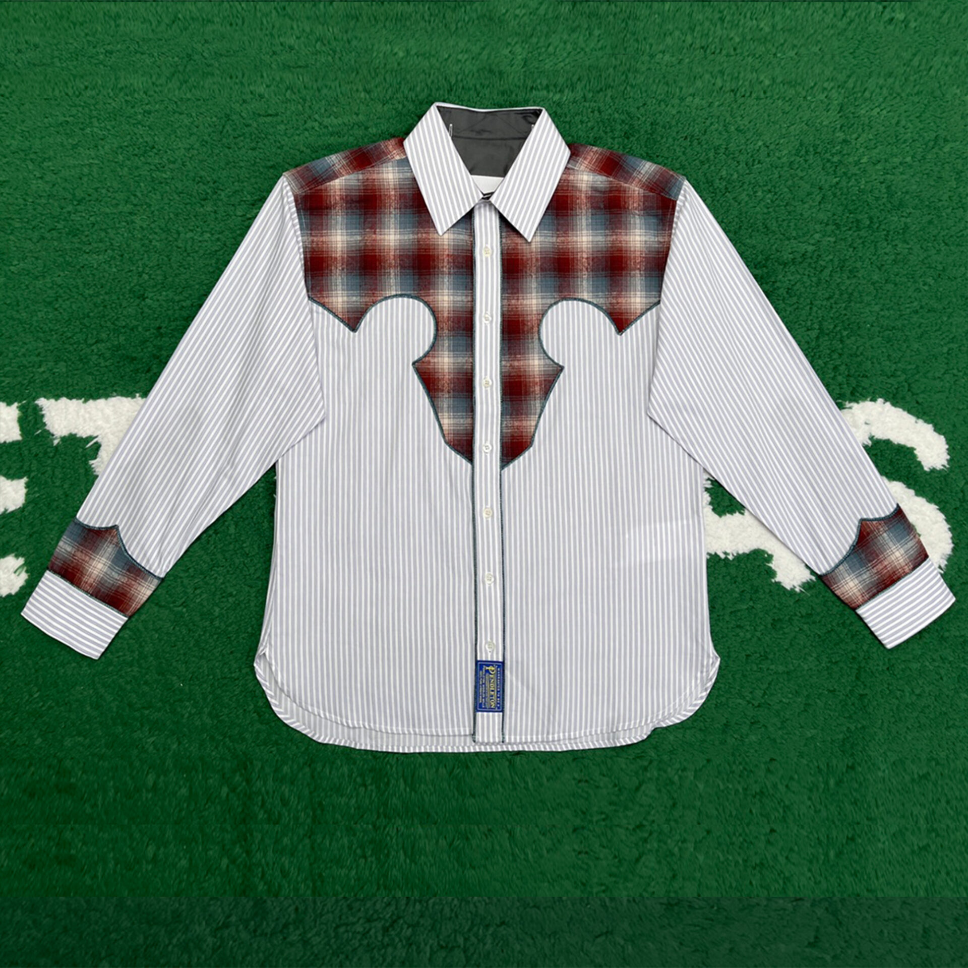 Maison Margiela 마르지엘라 23FW 그레이 & 브라운 코튼 체크 스트라이프 셔츠 레플리카 1번 이미지 - 의류 | 세미샵 레플리카 사이트