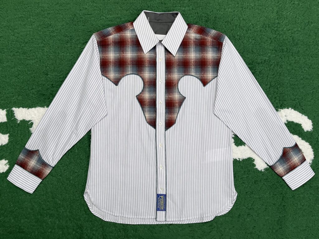 Maison Margiela 마르지엘라 23FW 그레이 & 브라운 코튼 체크 스트라이프 셔츠 레플리카 3번 이미지 - 의류 | 세미샵 레플리카 사이트