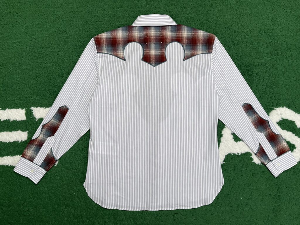 Maison Margiela 마르지엘라 23FW 그레이 & 브라운 코튼 체크 스트라이프 셔츠 레플리카 4번 이미지 - 의류 | 세미샵 레플리카 사이트