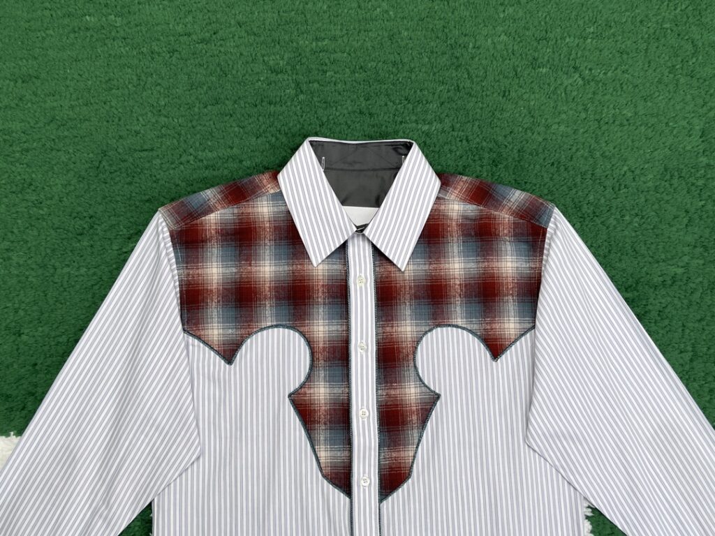 Maison Margiela 마르지엘라 23FW 그레이 & 브라운 코튼 체크 스트라이프 셔츠 레플리카 5번 이미지 - 의류 | 세미샵 레플리카 사이트