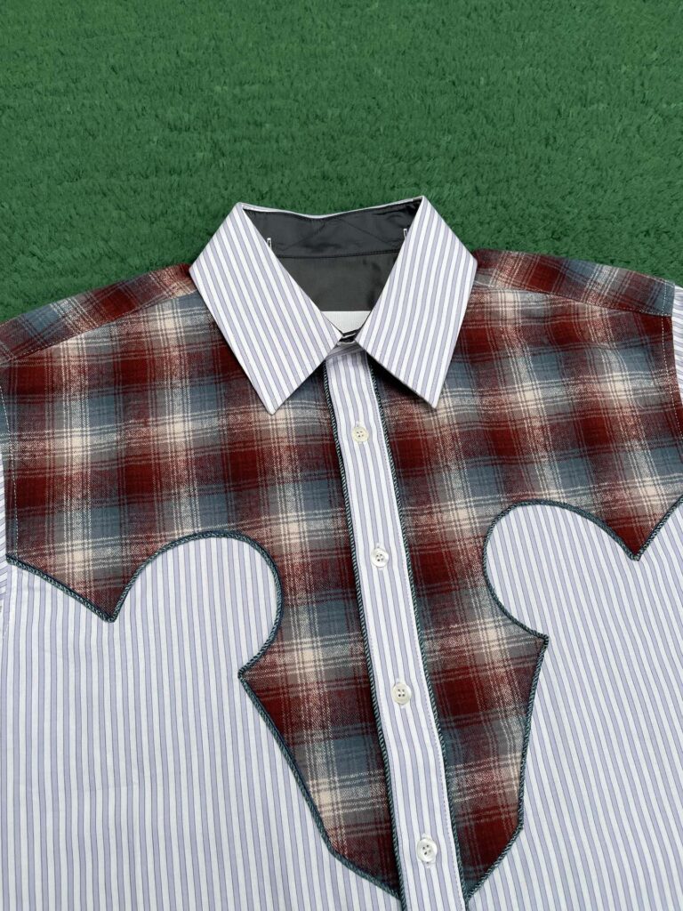 Maison Margiela 마르지엘라 23FW 그레이 & 브라운 코튼 체크 스트라이프 셔츠 레플리카 6번 이미지 - 의류 | 세미샵 레플리카 사이트