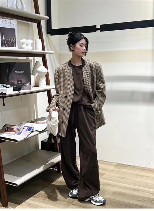 메종마르지엘라 체크 울 브이넥 히든 자켓（레어） - 상세 이미지