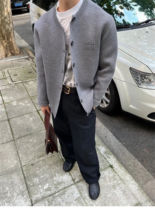 미우미우 로고 울 니트 가디건 - 상세 이미지