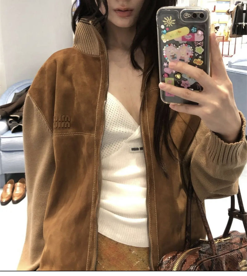 미우미우 미우미우 울 앤 레더 지퍼 가디건 레플리카 9번 이미지 - 의류 | 세미샵 레플리카 사이트