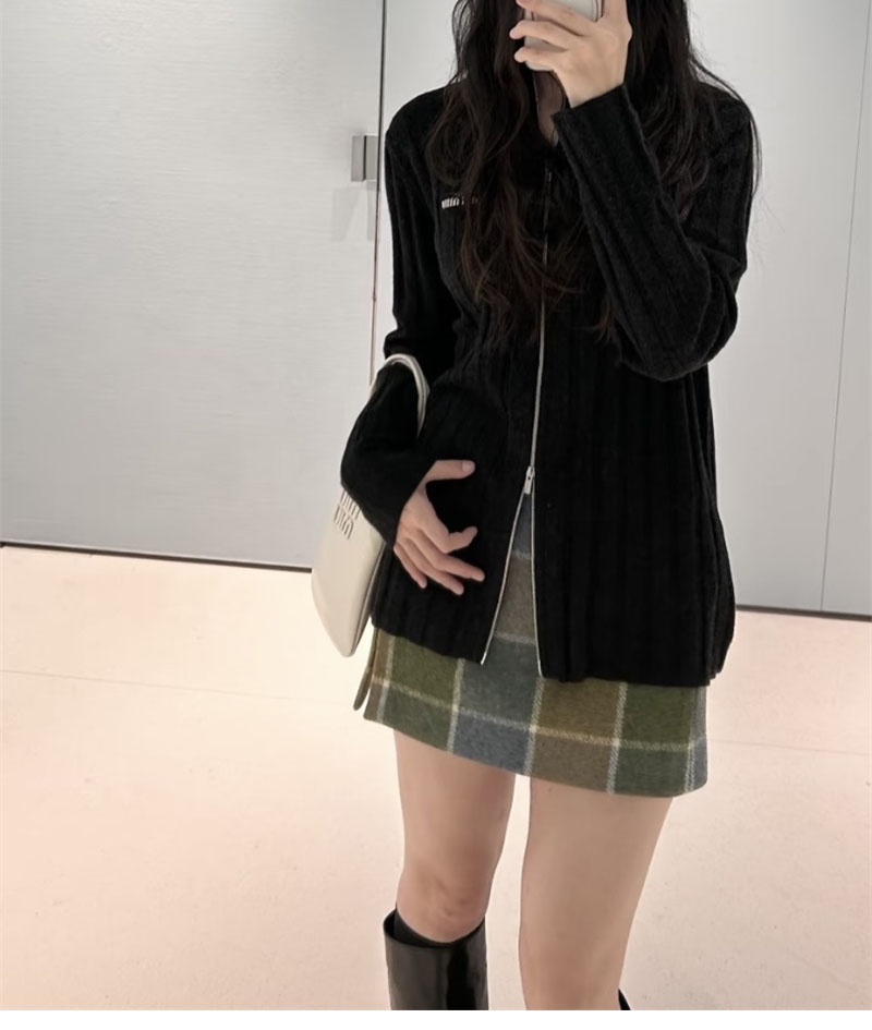 미우미우 울 캐시미어 집업 가디건 - 상세 이미지