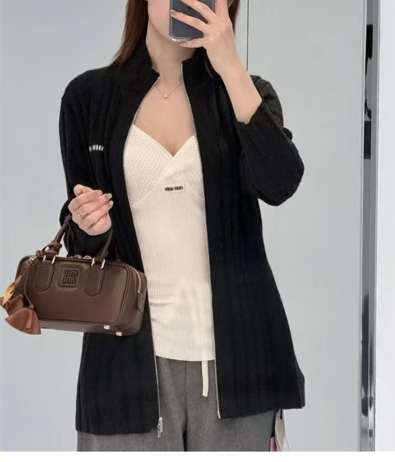 미우미우 울 캐시미어 집업 가디건 - 상세 이미지