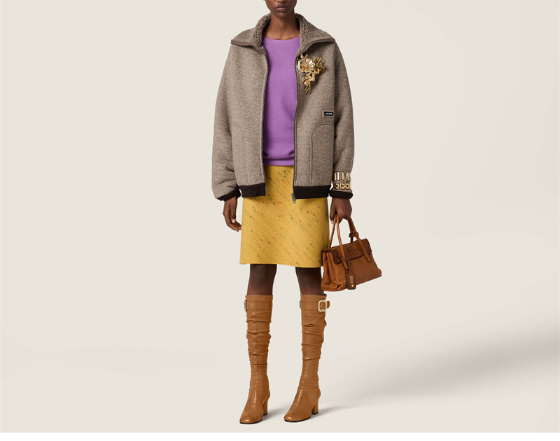 미우미우 코튼 플리스 지퍼 블루종 자켓