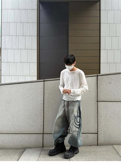 발렌시아가 Y2K 타투 배기 팬츠 (레어) - 상세 이미지