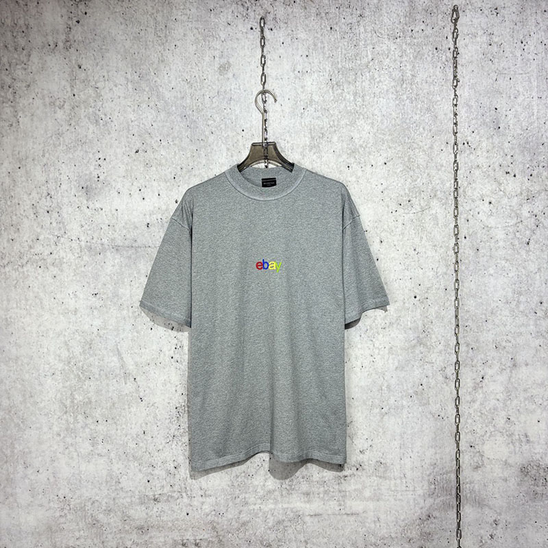 발렌시아가 eBay 자수 로고 반팔 티셔츠