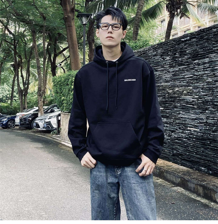 발렌시아가 로고 코튼 후디 (TJ공장) - 상세 이미지