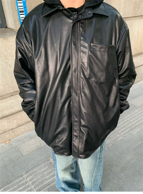 발렌시아가 패디드 레더 오버 셔츠 자켓 - 상세 이미지