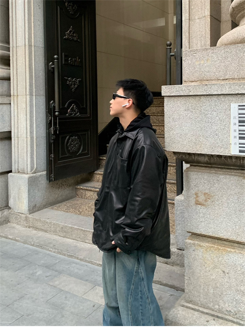 발렌시아가 패디드 레더 오버 셔츠 자켓 - 상세 이미지