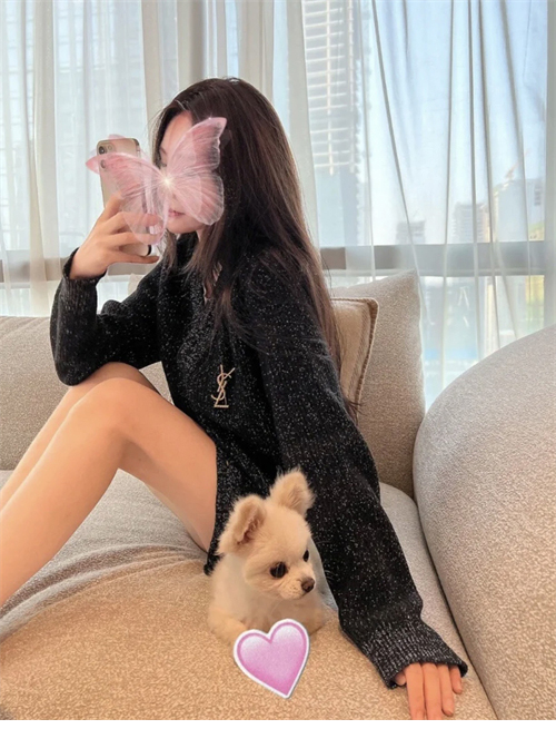 생로랑 YSL 로고 V넥 니트 가디건（세븐） - 상세 이미지