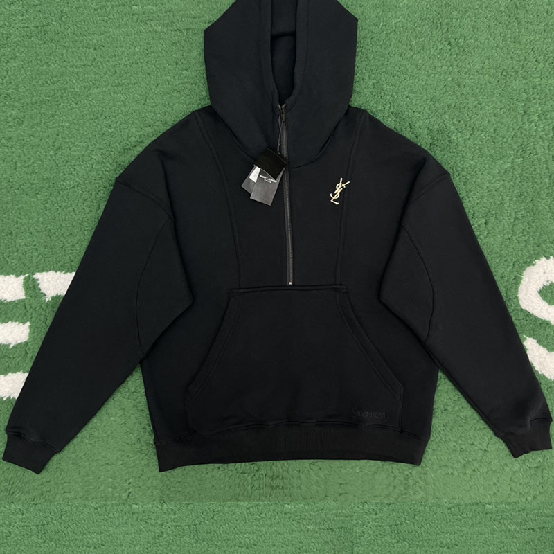 생로랑 로고 반집업 후디