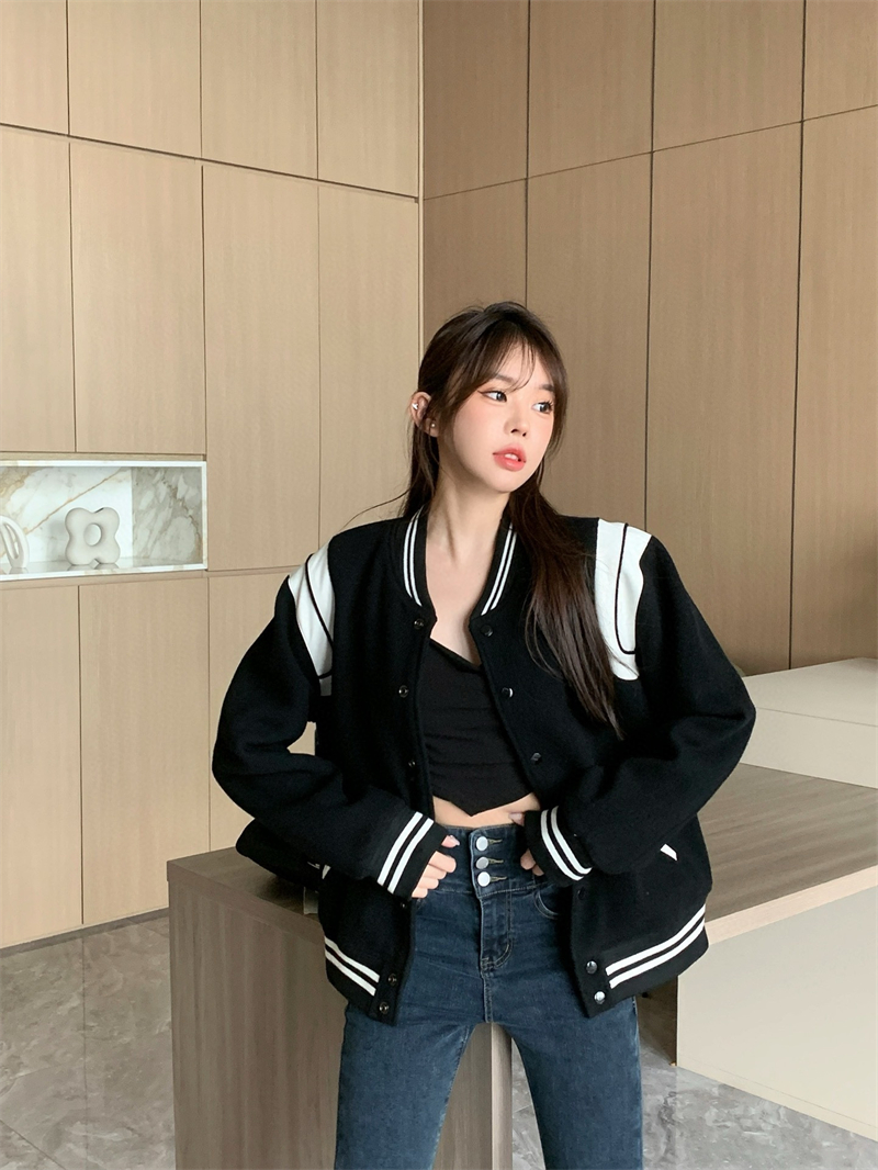 생로랑 바시티 테디 봄버 자켓 블랙（세븐） - 상세 이미지