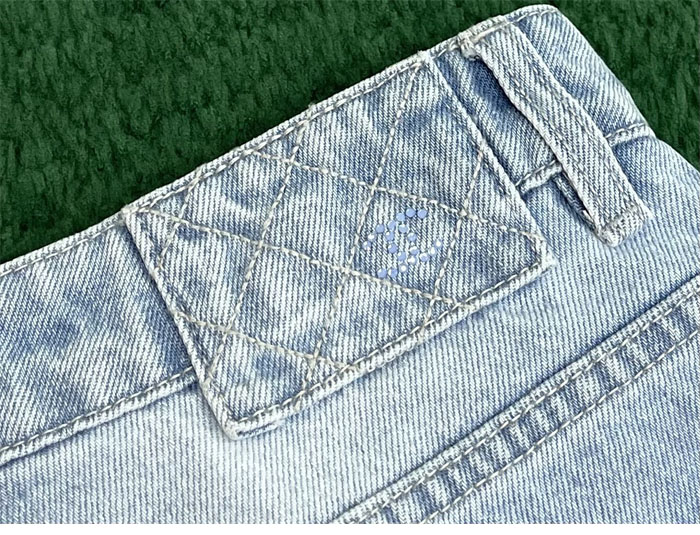 샤넬 25P 시퀸 자수 워시드 데님 팬츠（레어） - 상세 이미지
