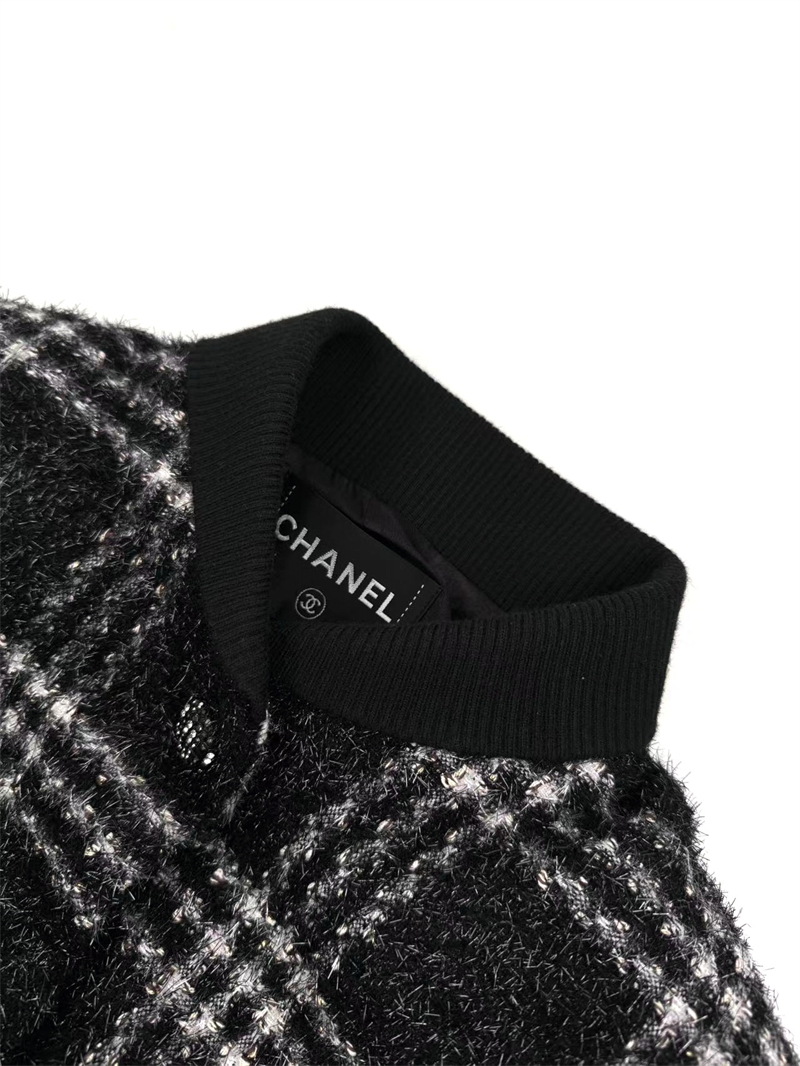 C H A N E L 샤넬 숄카라 체크 버튼 울 트위드 자켓 레플리카 6번 이미지 - 의류 | 세미샵 레플리카 사이트