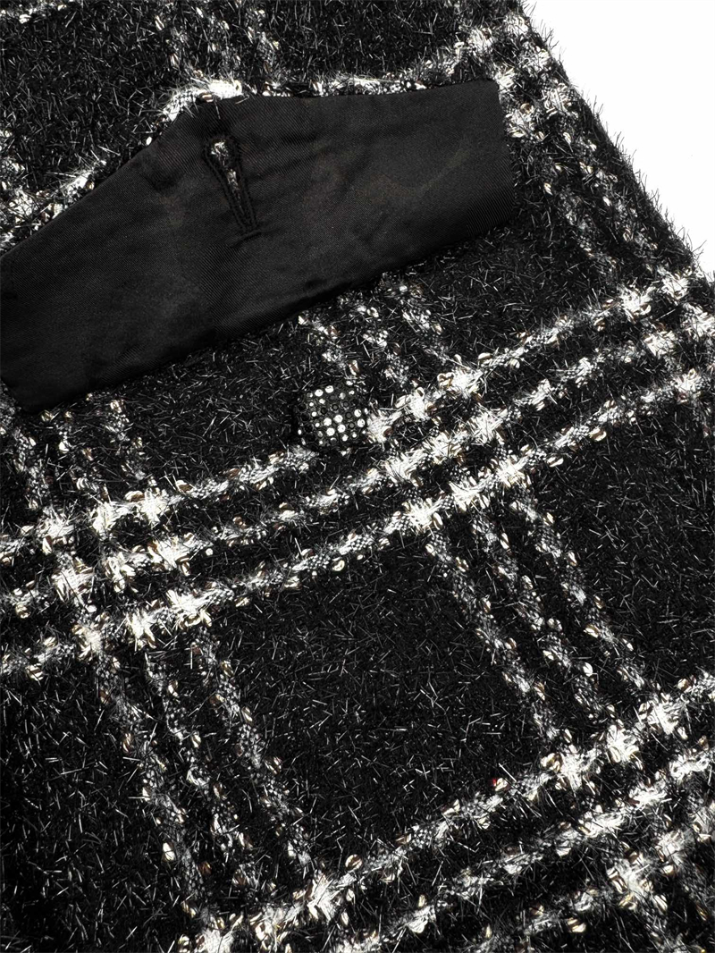 C H A N E L 샤넬 숄카라 체크 버튼 울 트위드 자켓 레플리카 10번 이미지 - 의류 | 세미샵 레플리카 사이트