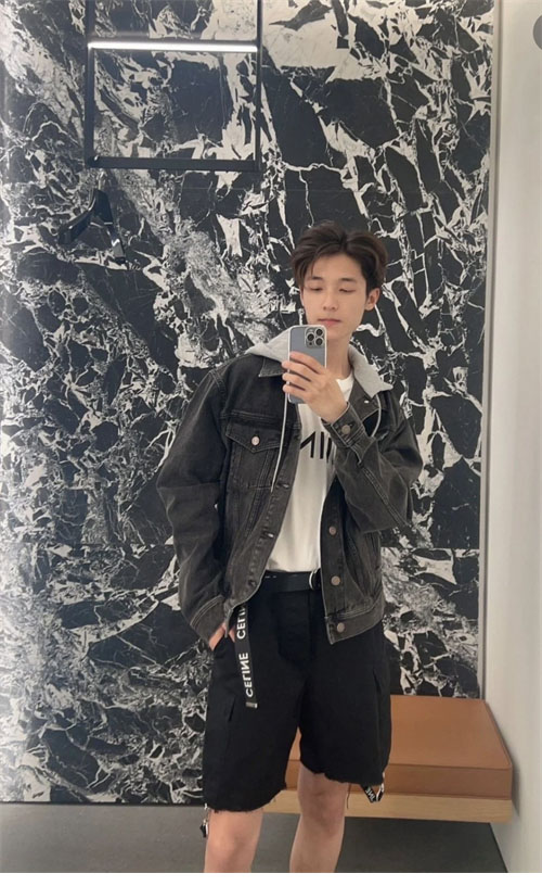셀린느 24FW 차콜 워시 로그 데님 후드 자켓 - 상세 이미지